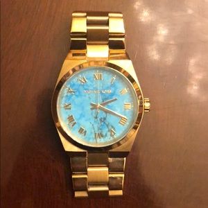 Gold Michael Kors Watch with turquoise face